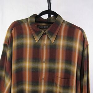 Jhane Barnes Plaid Long Sleeve Designer Shirt Mens SZ Large